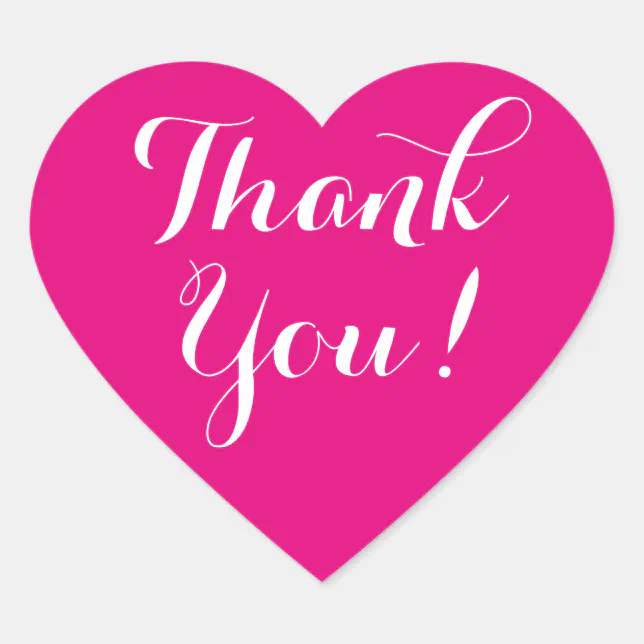 Custom color background heart thank you stickers | Zazzle