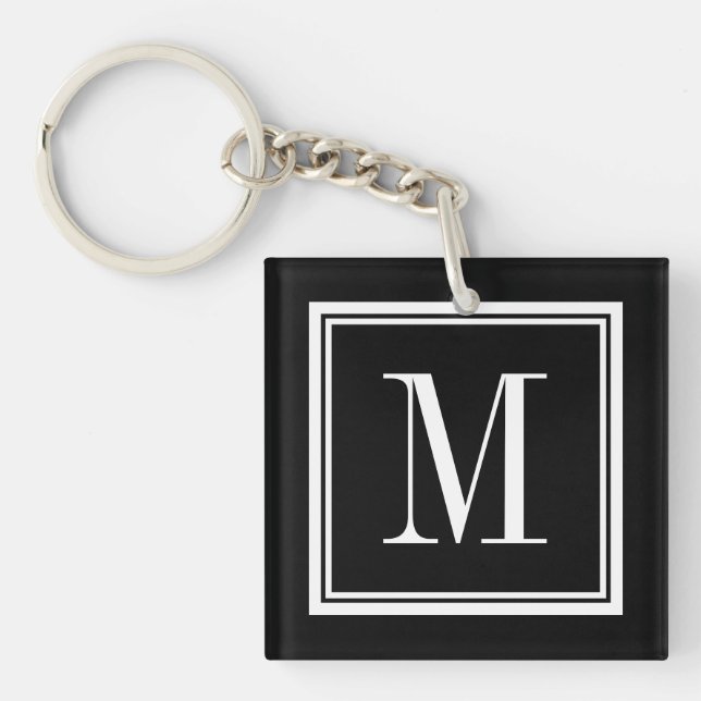 Custom color background monogram letter keychain (Front)