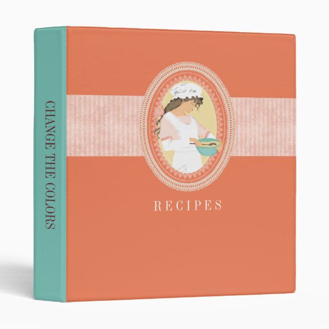 custom color bakery girl baking recipe binder (Front/Spine)