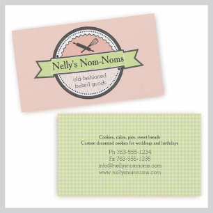 custom color bakery rolling pin whisk baking business card