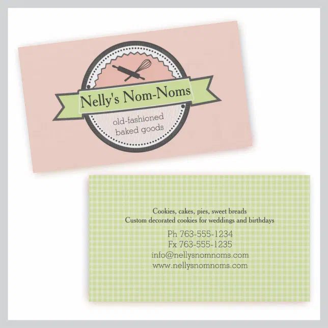 custom color bakery rolling pin whisk baking business card | Zazzle