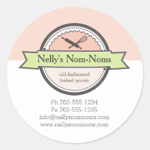 custom color bakery rolling pin whisk baking classic round sticker