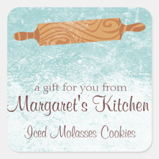 Custom color baking bakery rolling pin flour square sticker