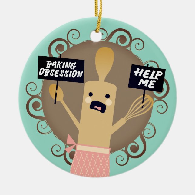 Custom color baking obsession Christmas ornament (Front)
