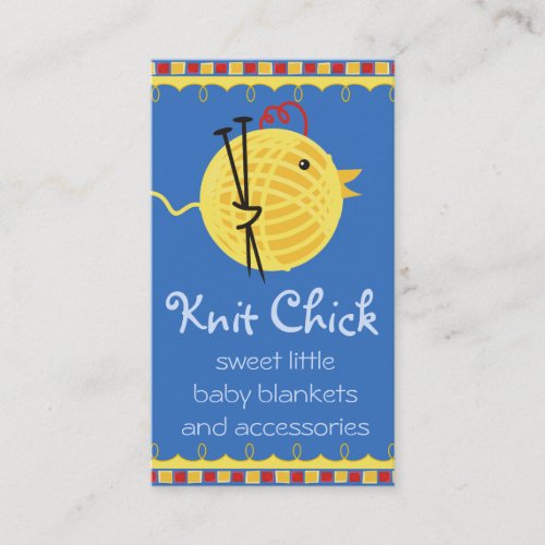 Custom color ball of yarn chicken knitting needles business card