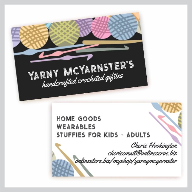 Custom color balls of yarn crochet hooks biz cards (Creator Uploaded)