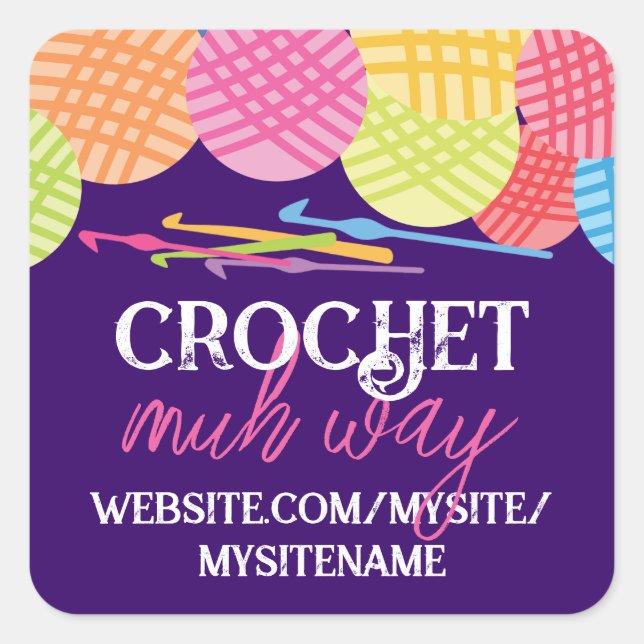 Custom color balls of yarn crochet hooks labels (Front)