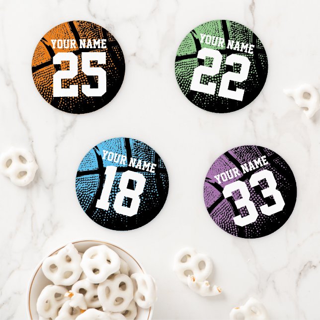 Custom color basketball sport drink coasters (In Situ)
