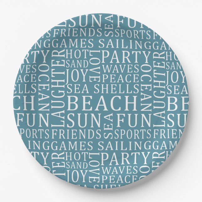 Custom Color Beach House paper plates (Front)