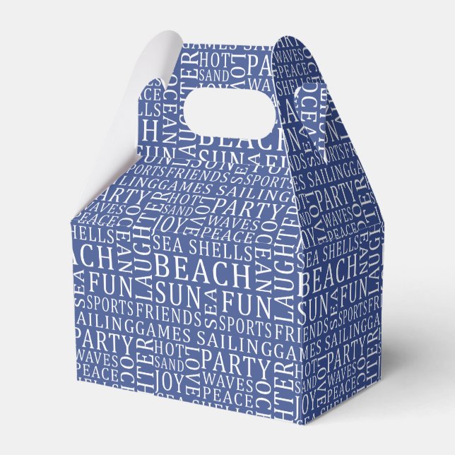 Custom Color Beach Typography favor boxes (Front Side)