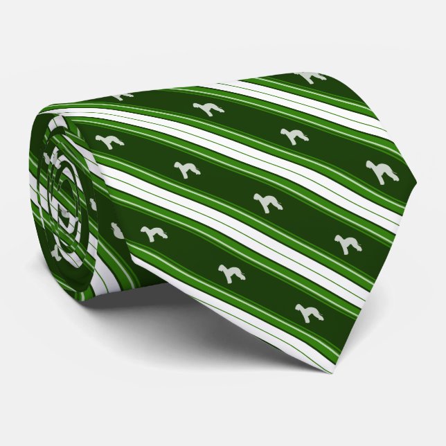 Custom Color Bedlington Terrier Striped Neck Tie (Rolled)