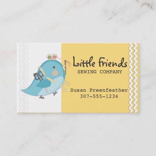 Custom color bird seamstress sewing notions business card
