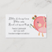 Custom color bird seamstress sewing notions label business card (Back)