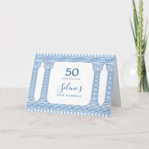 custom color birthday party with Greek temple Invitation