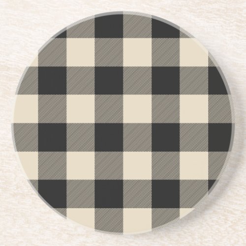 Custom Color Black and Beige Buffalo Check Plaid T Coaster