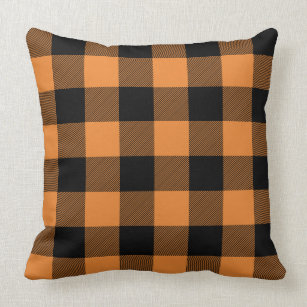orange buffalo check pillows