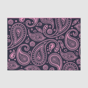 Custom Color Black & Pink Classic Paisley Pattern Tissue Paper