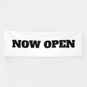 Custom Color Black White Now Open New Business Banner