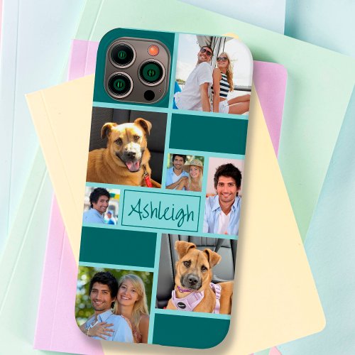 Custom Color Block 7 Photo Collage Personalized Case_Mate iPhone 14 Case