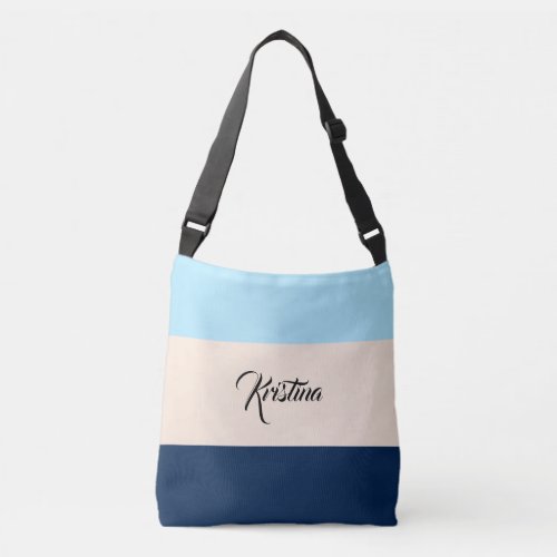 Custom Color Block Light blue Beige  Navy Blue Crossbody Bag