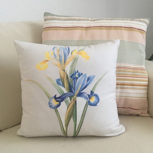 CustomColor Blue And Yellow Flower Watercolor Throw Pillow