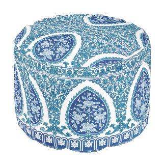 Custom(Color) Blue Vintage Floral  Pouf