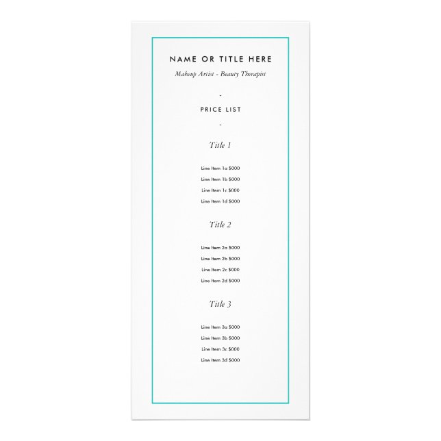 Custom Color Border - Teal | Modern Rack Card (Front)