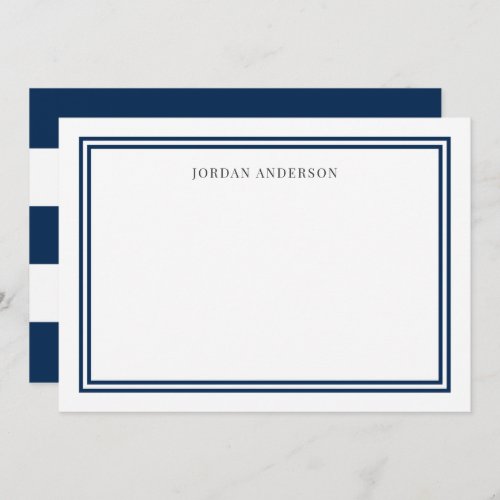 Custom Color Borders  White Stripes Personalized Note Card