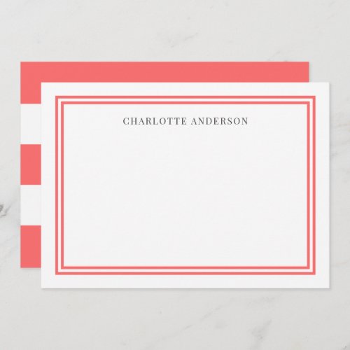 Custom Color Borders  White Stripes Personalized Note Card