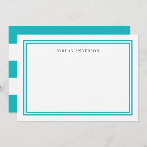 Custom Color Borders  White Stripes Personalized Note Card