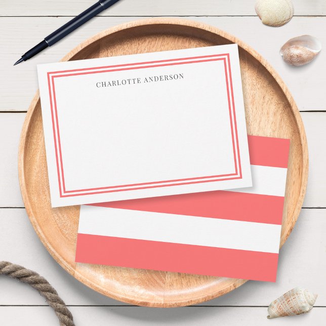 Custom Color Borders & White Stripes Personalized Note Card (Creator Uploaded)