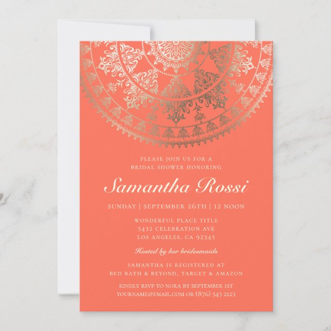 Custom Color Bridal Shower Invitations Gold Foil (Front)