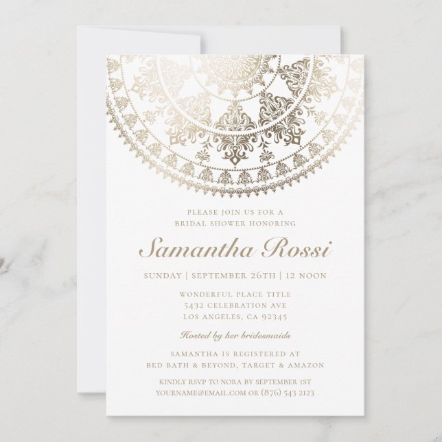 Custom Color Bridal Shower Invitations Gold Foil (Front)