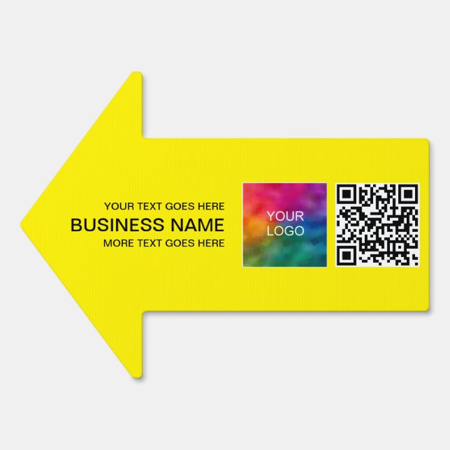 Custom Color Business Logo QR Code Arrow Yard Sign (Front)
