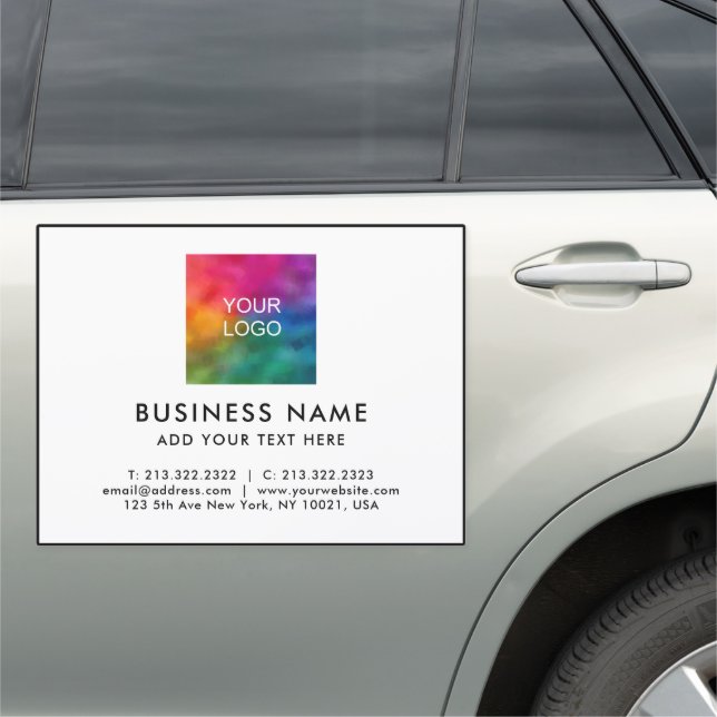 Custom Color Business Logo Text Modern Template Car Magnet (In Situ)