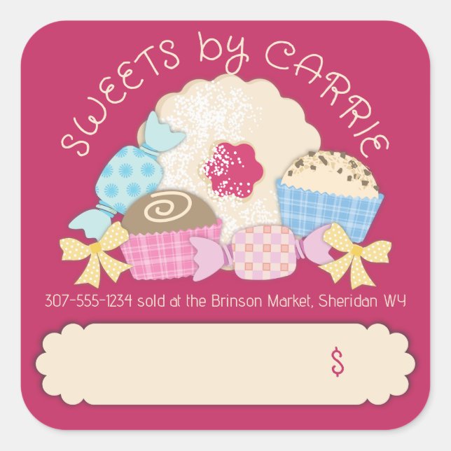 Custom color candy truffle cookie food labels (Front)