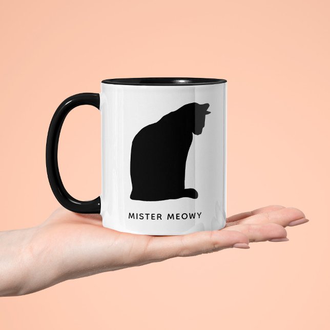 Custom Color Cat silhouette Cat Two-Tone Coffee Mug (Creator Uploaded)