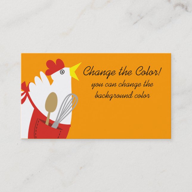 Custom color chicken apron cooking utensils business card (Front)
