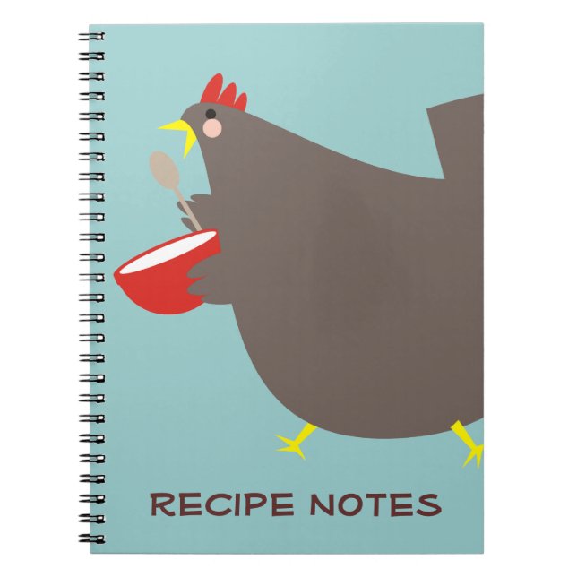 Custom color chicken mixing bowl cooking notebook (Front)
