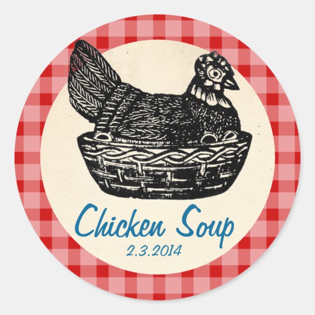 custom color chicken soup stew canning label (Front)
