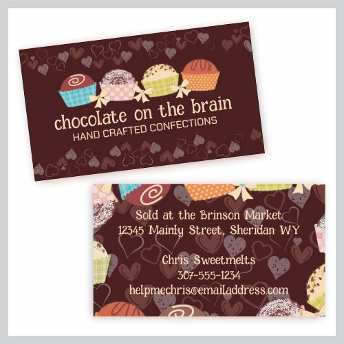 Custom color chocolate truffles confections candy business card