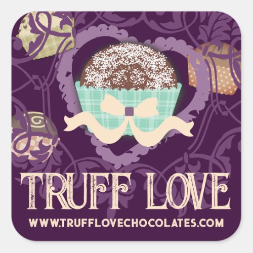 Custom color chocolate truffles confections candy square sticker