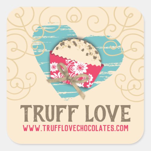 Custom color chocolate truffles confections candy  square sticker