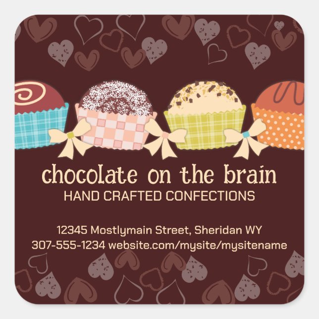 Custom color chocolate truffles confections candy square sticker (Front)