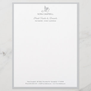 Custom Color Classic Butterfly Monogram Frame Letterhead