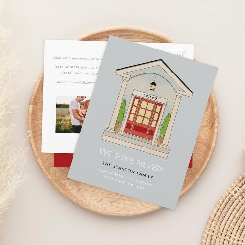 Custom Color Colonial Red Front Door Moving Announcement Postcard