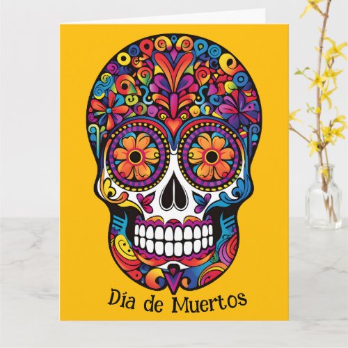 Custom color colorful sugar skull  Da de Muertos Card