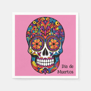 Custom color colorful sugar skull  Día de Muertos Napkins