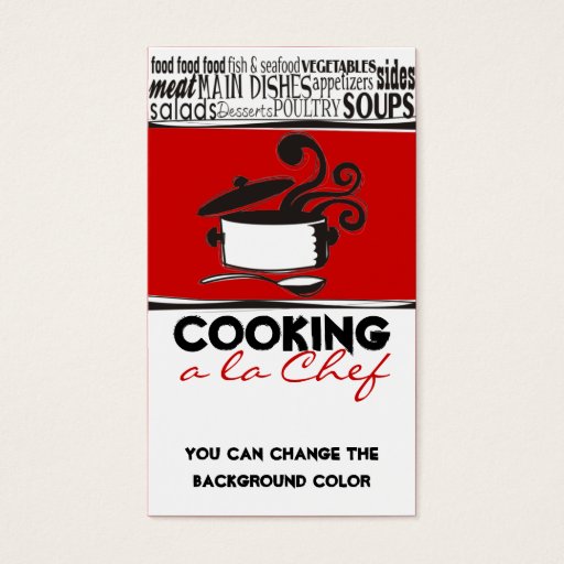Customizable Custom color cooking pot curling steam chef card business card templates