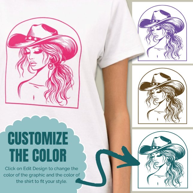 Custom Color Coquette Cowgirl Line Drawing Shirt (Custom Color Coquette Cowgirl Line Drawing Shirt)